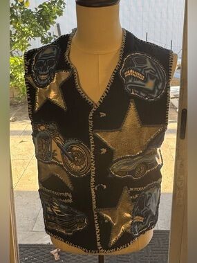 Schwas Leatherwork #28 Motorcycle Car Skull Star  Handmade Artisan Vest